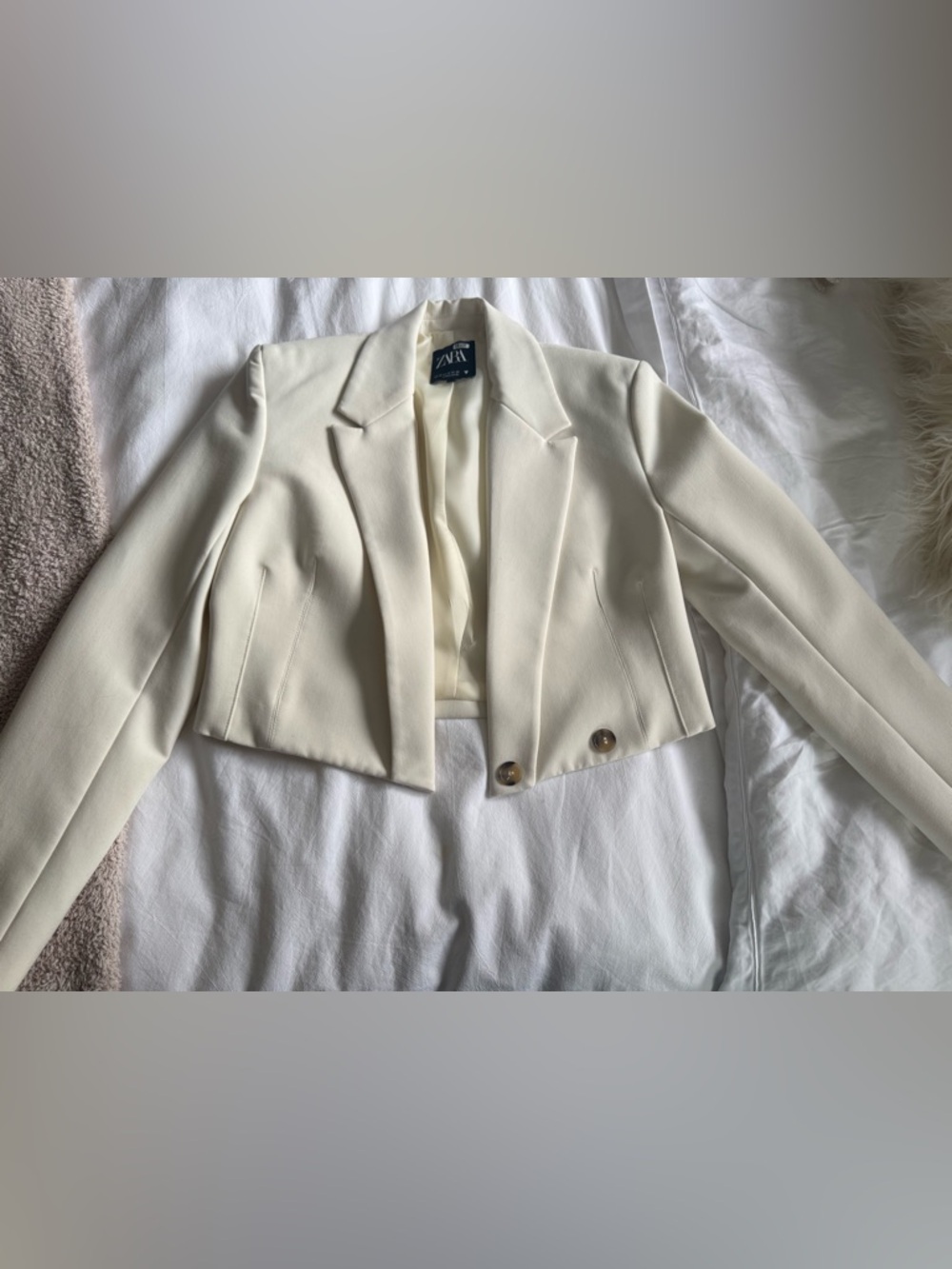 Zara Cream Cropped Blazer